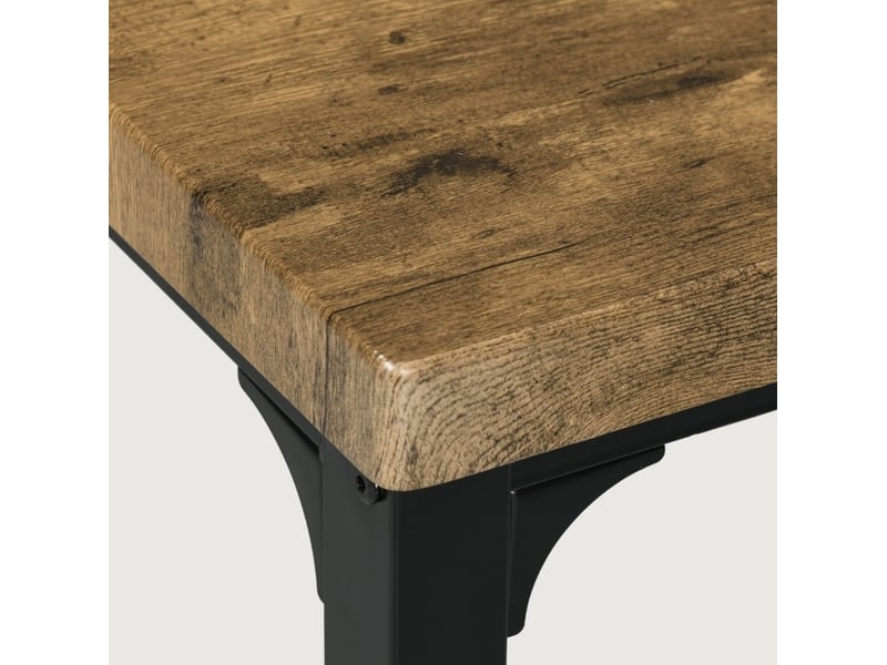  Lot de 3 pièces, ensemble de salle à manger en mdf et métal marron, 1 table et 2 chaises, style campagne compact  - Conforama D