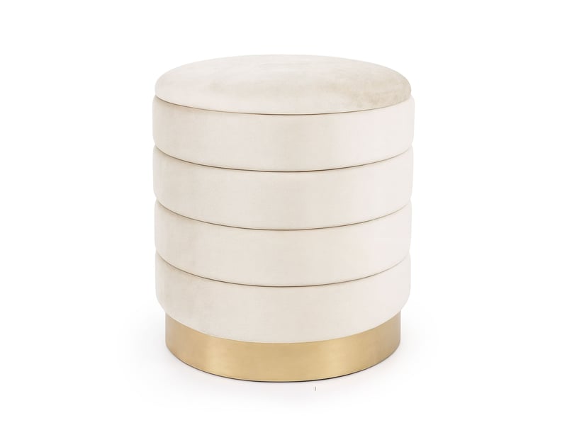 Family luna pouf coffre en velours crème  - Conforama A
