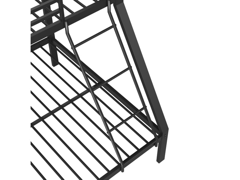 Lit superposé 90+140x200 cm avec barrières et échelle, métal noir, sans matelas - Conforama R