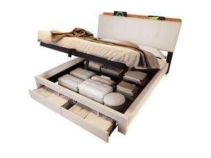 Lit coffre 140x200 cm <strong>RAYOFI</strong>  <strong>88</strong> coloris beige