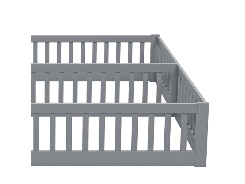  Lit enfant 90x200cm,lit double en pin avec grille et barrière de sécurité,gris lit enfant blanc - Conforama E