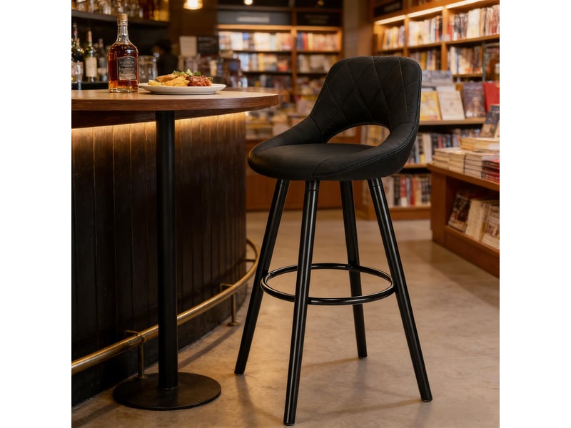  Tabouret de bar - anthracite - tissu et bois massif - dimensions 43x43 cm - hauteur totale 91 cm 43x40x70cm - Conforama D