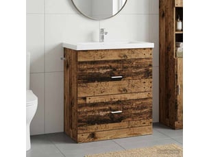 Meuble sous lavabo de salle de bain, commode bois ancien shl2860