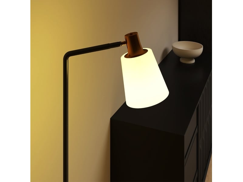  Lampadaire led 45x21x148 cm noir en plastique, tête orientable à 350° et 3 températures de couleur  - Conforama E
