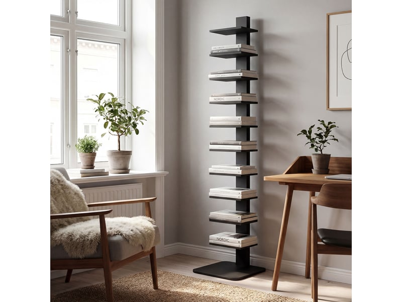  Bibliothèque haute moderne à 11 niveaux, gain de place, style industriel, 34,5 x 41,5 x 163,5 cm, noire  - Conforama D