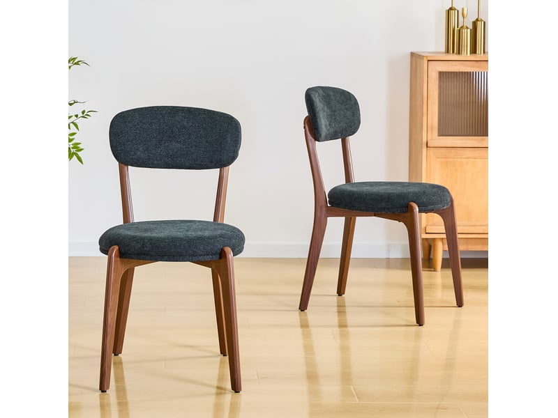  Chaise de salle à manger en tissu et métal noir idéale pour la salle à manger  - Conforama D