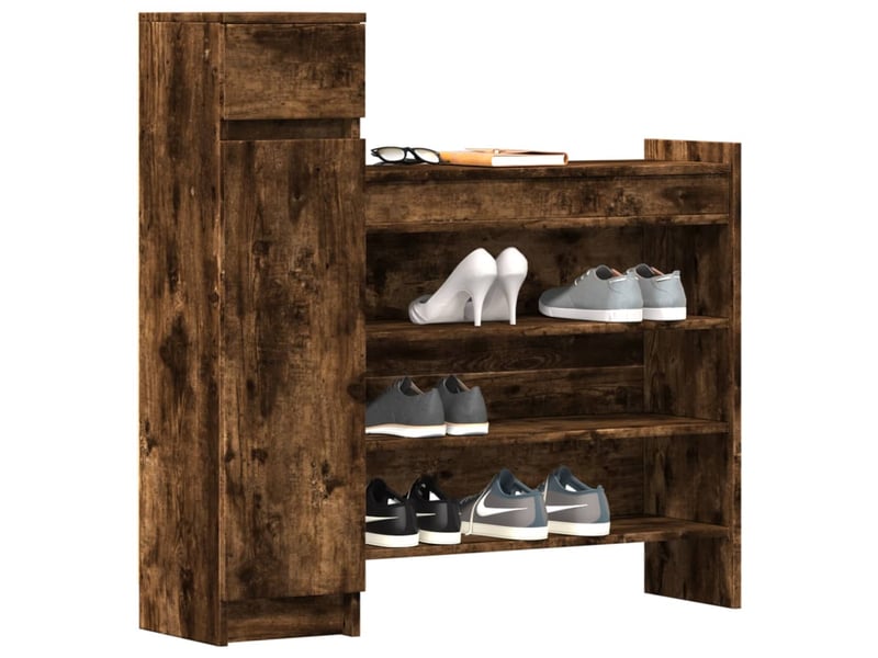  Meuble à chaussure | armoire à chaussures chêne fumé bois d'ingénierie  - Conforama D