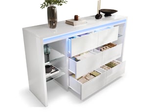 Buffet   6 tiroir(s) <strong>PANGIVO</strong> <strong>AB20430304W</strong> - 155 cm coloris blanc 