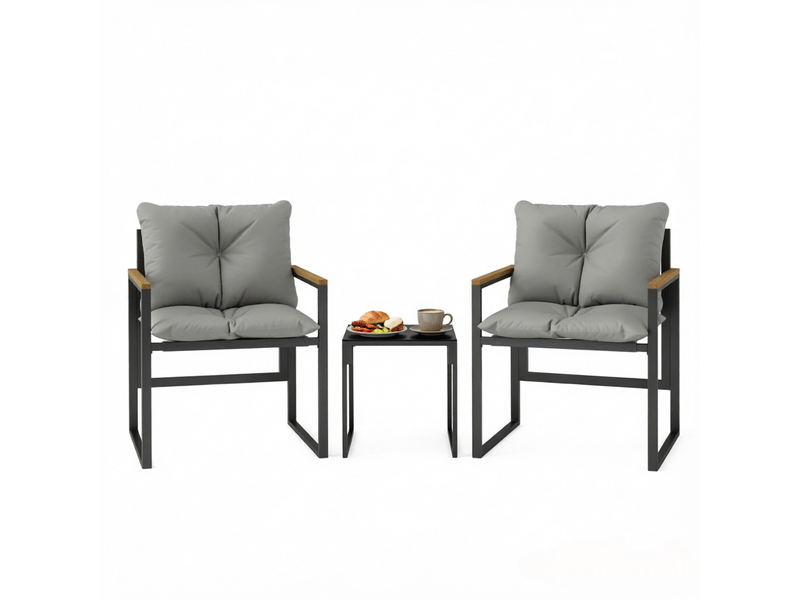 Fauteuils de jardin et table, ensemble terrasse 3 pièces, salon extérieur moderne - Conforama A