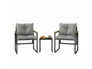 Fauteuils de jardin et table, ensemble terrasse 3 pièces, salon extérieur moderne