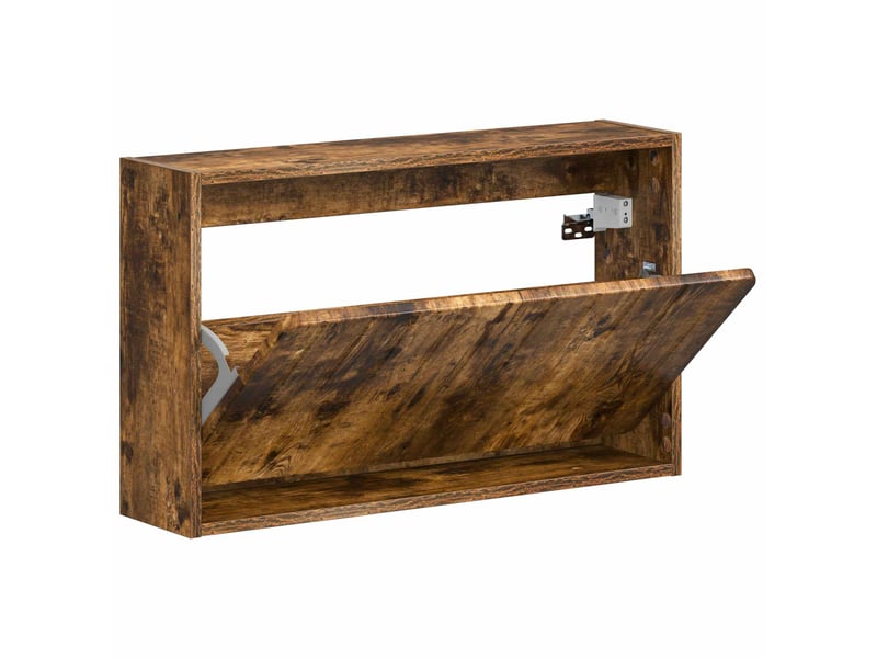  Meuble à chaussures mural, armoire à chaussures zwolle 71x17x43 cm chêne fumé  - Conforama C