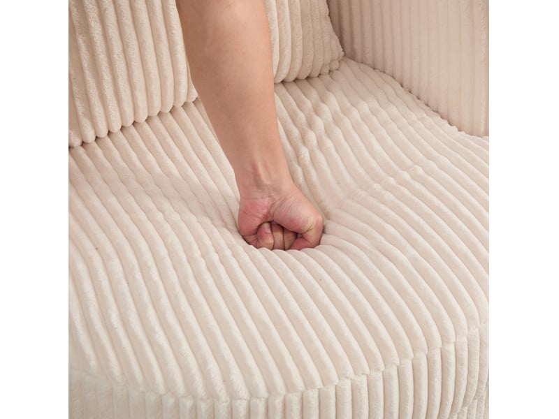  Lot de 2 fauteuils pivotants 76x79x78 cm 360° velours côtelé beige  - Conforama A