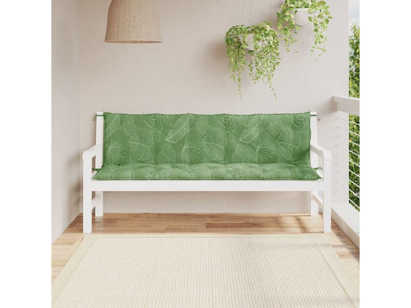  Lot de 2 coussins de banc jardin, coussins d'assise motif de feuilles tissu oxford cf58729  - Conforama C