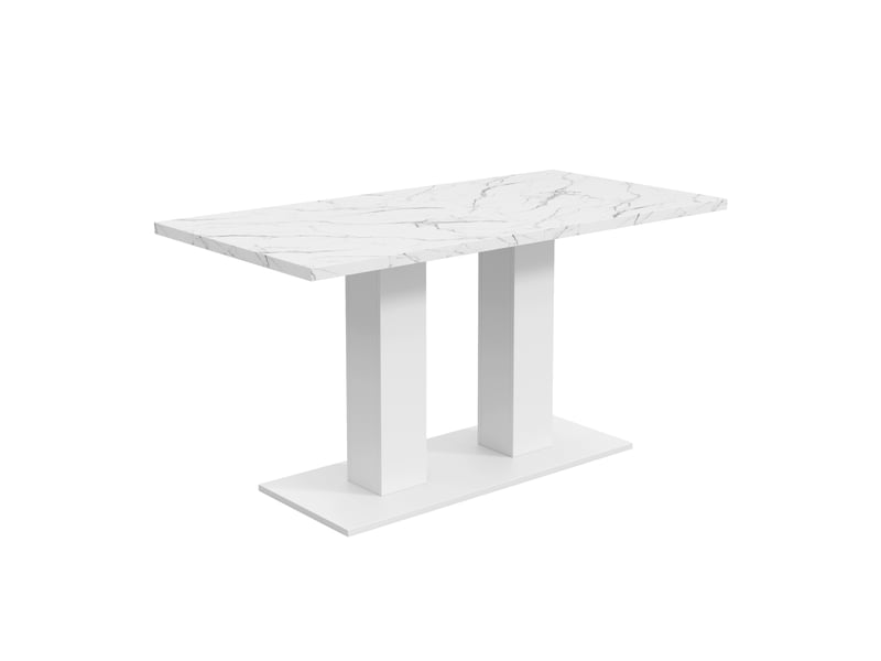  Table à manger extensible, blanc, 140180 × 70 cm, 6-8 personnes, plateau épais, style simple  - Conforama E
