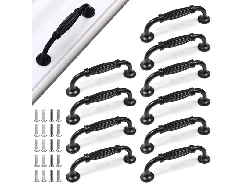  Lot de 10 poignées d'armoire noires, 96 mm, poignées de meubles en alliage d'aluminium  - Conforama A