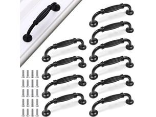 Lot de 10 poignées d'armoire noires, 96 mm, poignées de meubles en alliage d'aluminium