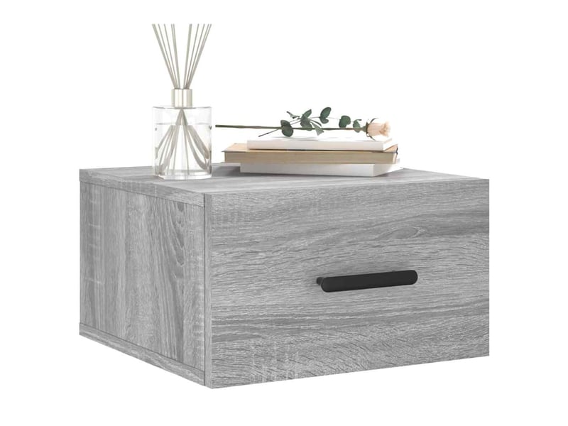  Lot de 2 table de chevet murales, table d'appoint sonoma gris 35x35x20 cm  - Conforama C