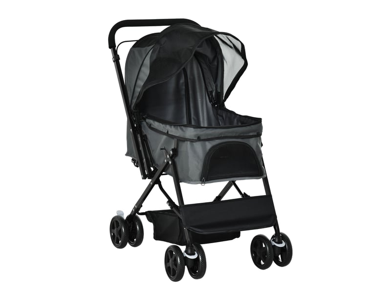 Poussette 76,5x52x95 cm pliable métal gris foncé - Conforama A