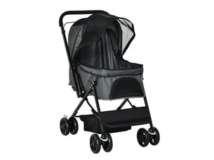 Poussette 76,5x52x95 cm pliable métal gris foncé