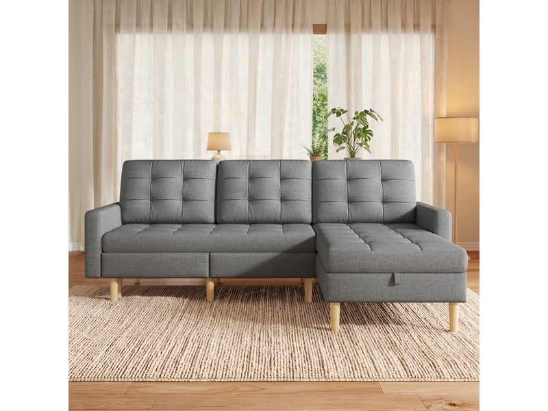  Canapé d'angle avec rangement convertible 212 x 130 x 86 cm - méridienne réversible 3 places  - Conforama B