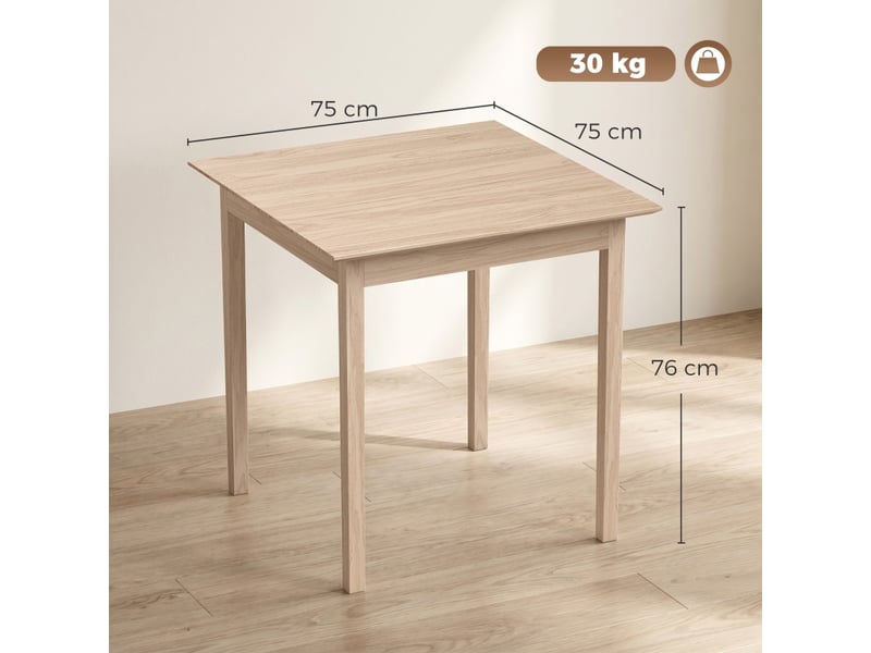  Table de salle à manger pour 2 personnes avec patins antidérapants, style campagne, en pin, naturel, 75 × 75 × 76 cm  - Conforama D