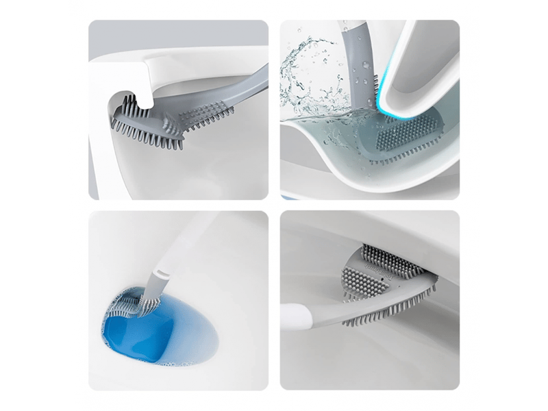  Brosse de toilette avec boîte de rangement étanche,brosse de cuvette de toilette, brosse de toilette en silicone, piston de toilette  - Conforama B