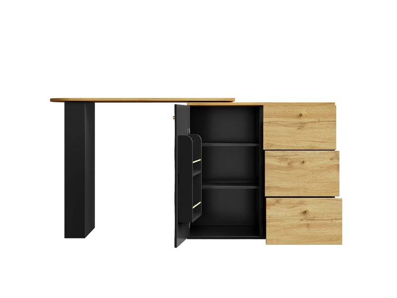  Table de bar extensible 138x204 cm pivotante mdf noir  - Conforama A