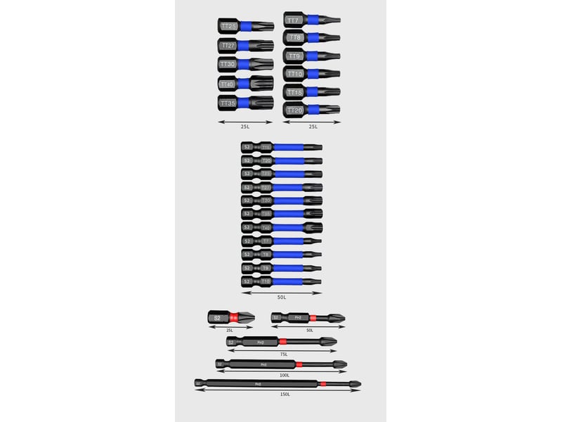  Jeu de 46 embouts de vissage torx, phillips (ph), pozidriv (pz), hex, fente  - Conforama B