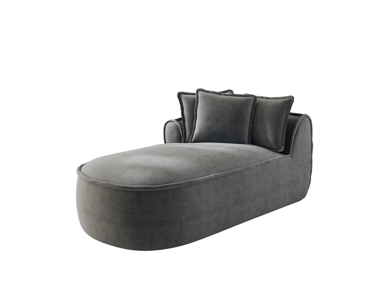 Canapé méridienne gauche 2 places en chenille gris avec coussins inclus et assise profonde - Conforama A