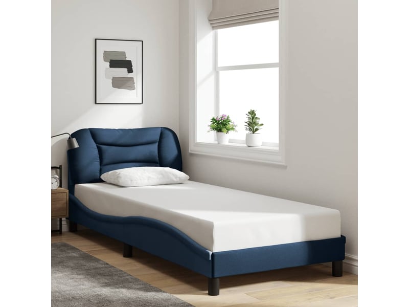 Lit simple- lit adulte - cadre de lit avec led sans matelas hvar bleu 90x190 cm tissu - Conforama C