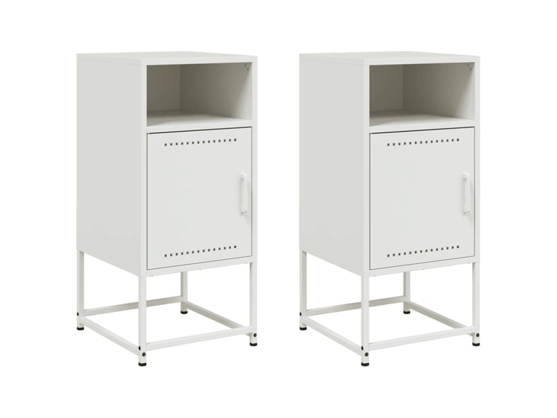  Lot de 2 tables de chevet - cabinet de chevet - table de nuit blanc 36x39x78 cm acier  - Conforama A