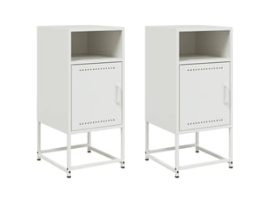 Lot de 2 tables de chevet - cabinet de chevet - table de nuit blanc 36x39x78 cm acier