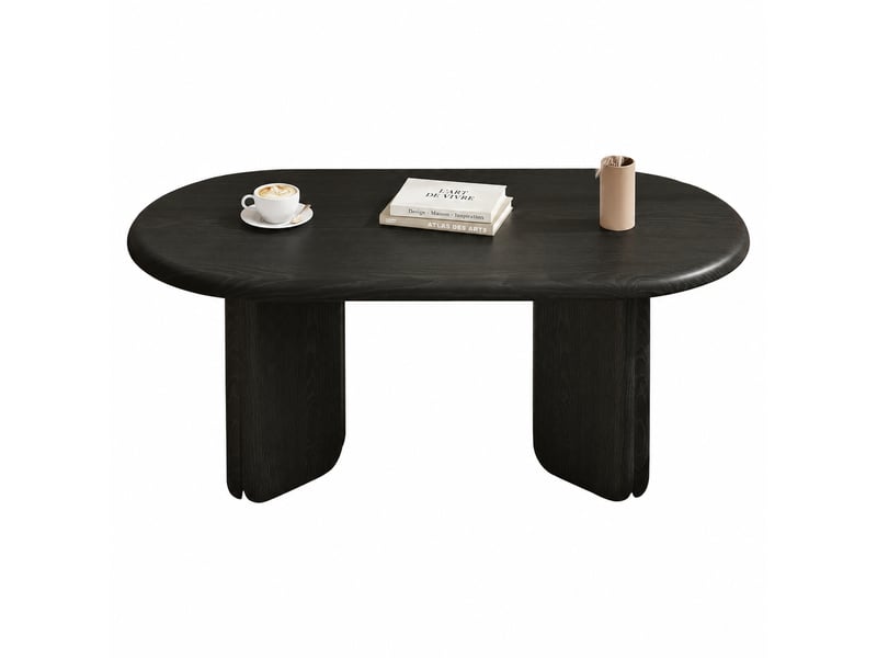  Table basse ovale noire en mdf, 99 x 50 x 40 cm, pieds arrondis  - Conforama A