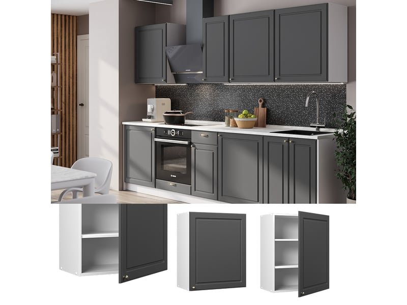 Vicco elément haut de cuisine, anthracite campagne, 60cm - Conforama C