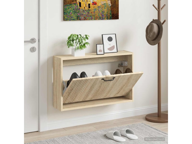  Meuble à chaussures mural, armoire à chaussures haarlem 71x17x43 cm chêne sonoma  - Conforama B