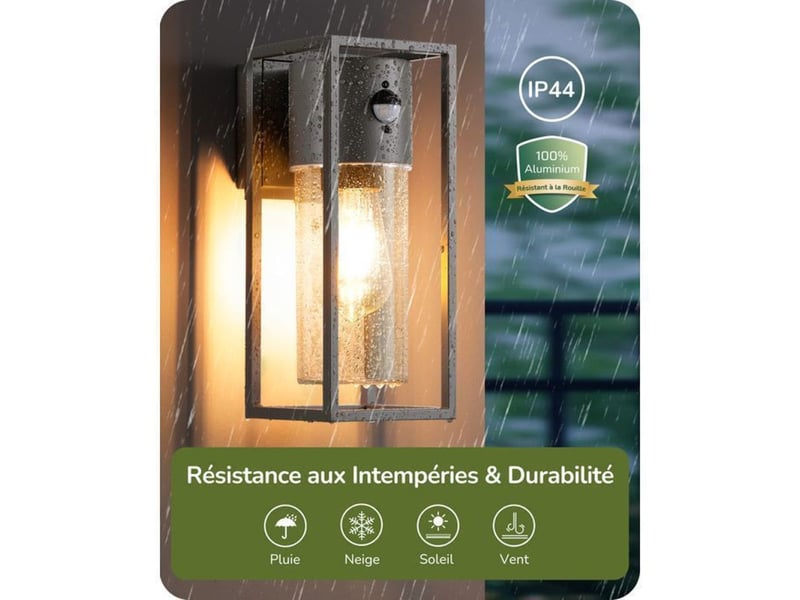 Eclairage mural exterieur cube avec detecteur de mouvement pir e27 anthracite ip44 370618_AABJO38294_6_DROPFR - Conforama E