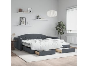 Lit adulte, lit simple, lit de jour avec gigogne et tiroirs sans matelas 100x200cm cf18213