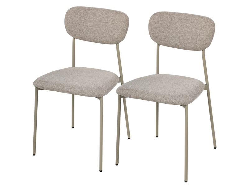  Lot de 2 chaises de salle à manger modernes, chaises de cuisine empilables en tissu effet lin, marron clair  - Conforama B