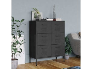 Armoire de rangement bureau, armoire à tiroirs anthracite 80x35x101,5 cm acier
