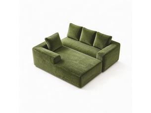 Canapé d'angle, canapé modulable, en velours tricoté, vert, assise profonde, style cloud, pour salon, version droite, chambre