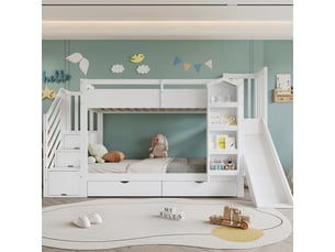 Lit superposé 90x200 cm <strong>STILVORA</strong> <strong></strong> coloris blanc