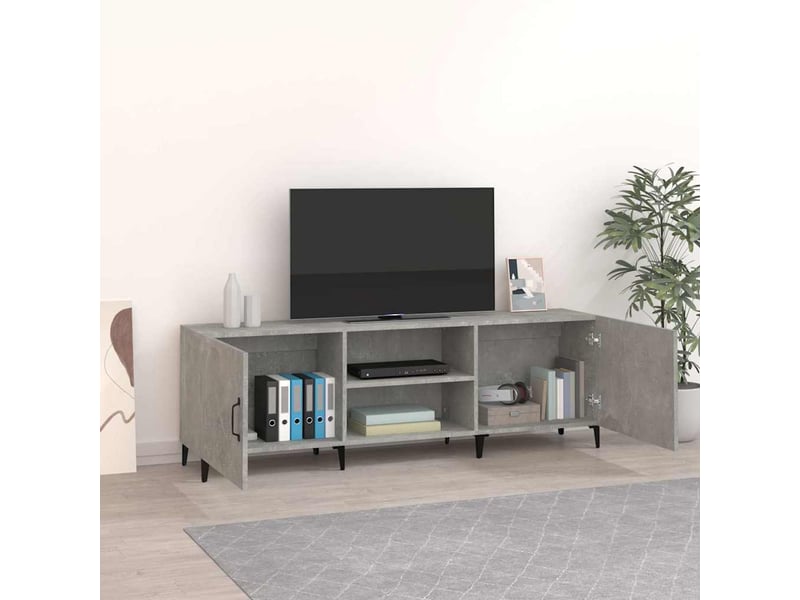  Meuble tv - banc tv - meuble de rangement gris béton 150x30x50 cm bois d'ingénierie  - Conforama C