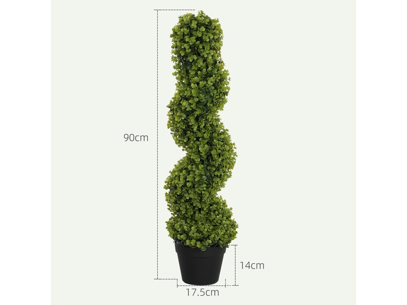  Eucalyptus artificiel spiralé avec pot inclus, pour une utilisation intérieure et extérieure, hauteur 90 cm, vert  - Conforama E