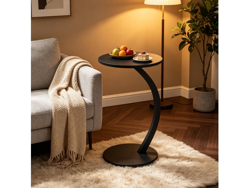  Table d’appoint ronde en c, plateau de 40 cm, mdf et métal, noire  - Conforama B
