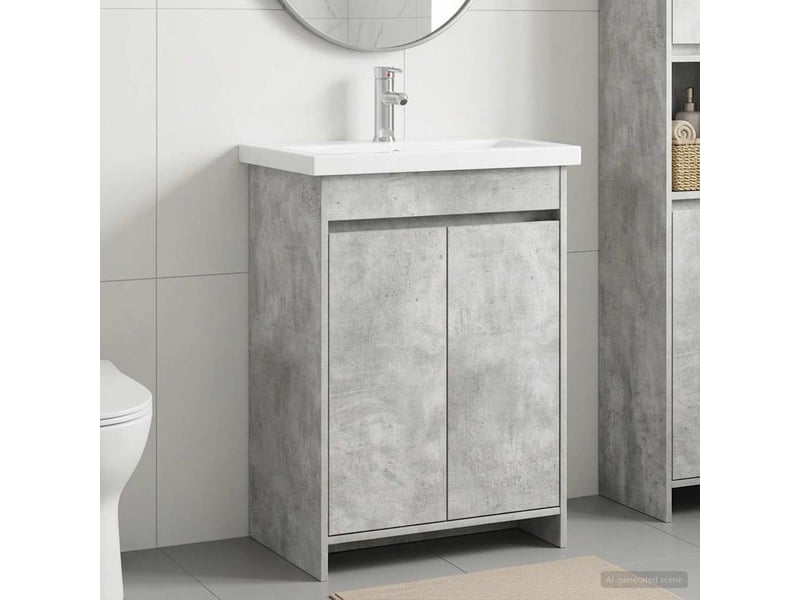  Ensemble de mobilier de salle de bain gris béton shl9200  - Conforama B