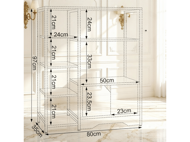  Bibliothèque avec étagères et tiroir mdf coloris chêne clair 80 x 35 x 97 cm T5828P540382 - Conforama C