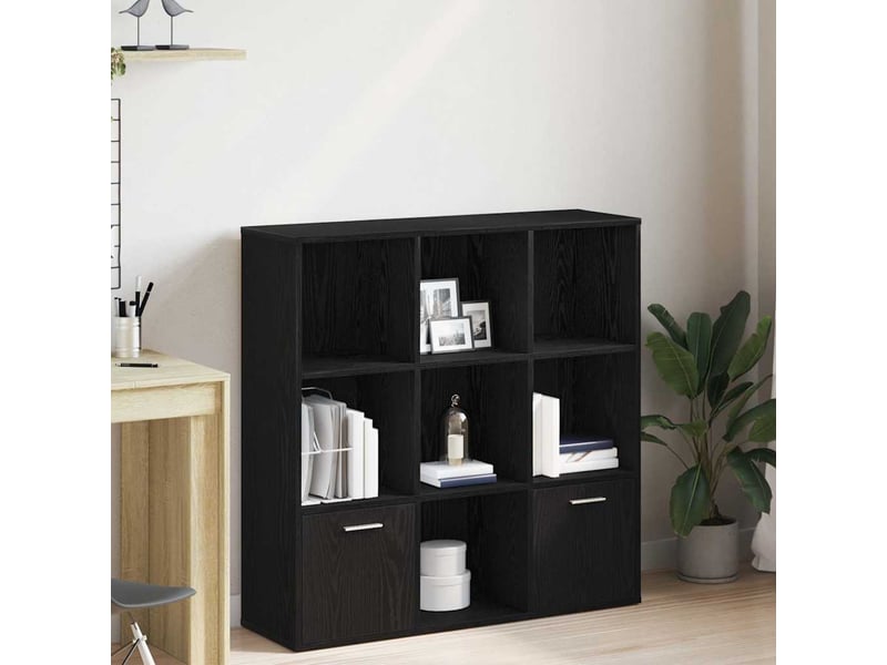  Bibliothèque salon en chêne noir 98 x 29 x 97,5 cm bois d'ingénierie shl651  - Conforama B