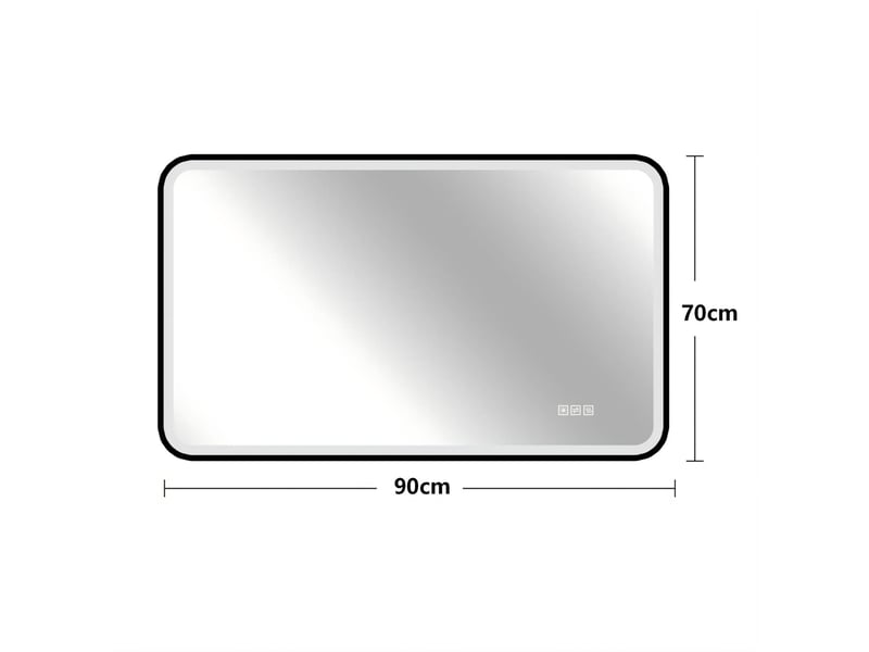  Miroir de salle de bain led 90x70 cm – noir – antibuée, dimmable, 3 couleurs, fonction mémoire, ip44  - Conforama B