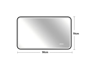 Miroir de salle de bain led 90x70 cm – noir – antibuée, dimmable, 3 couleurs, fonction mémoire, ip44