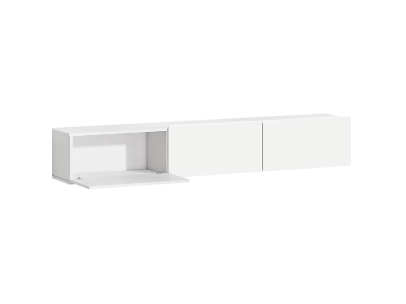  Meuble tv suspendu mural 180 cm blanc avec 3 rangements abattants en bois  - Conforama A